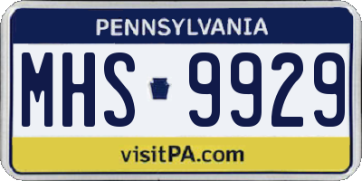 PA license plate MHS9929