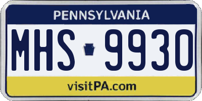 PA license plate MHS9930