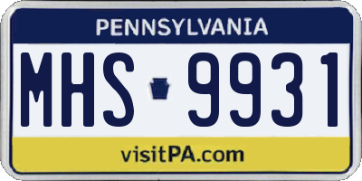 PA license plate MHS9931