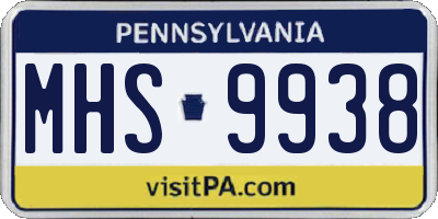 PA license plate MHS9938