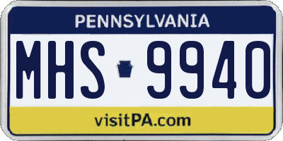 PA license plate MHS9940
