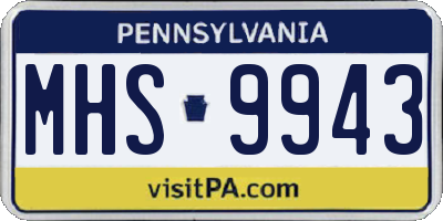 PA license plate MHS9943