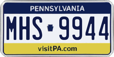 PA license plate MHS9944