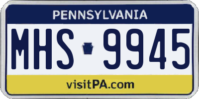 PA license plate MHS9945