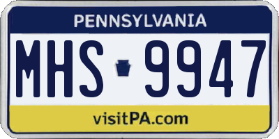 PA license plate MHS9947