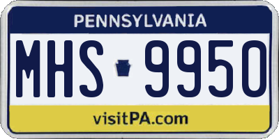 PA license plate MHS9950