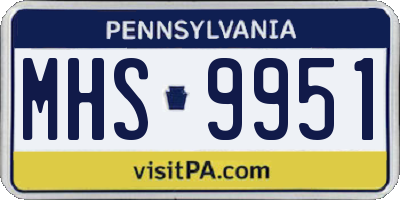 PA license plate MHS9951