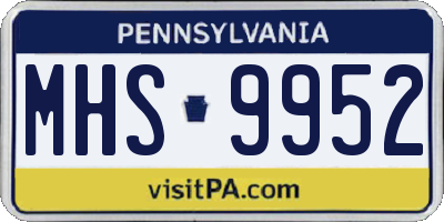 PA license plate MHS9952