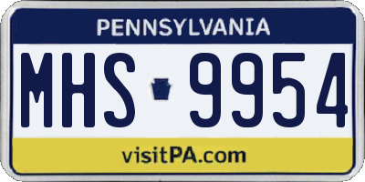 PA license plate MHS9954