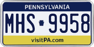 PA license plate MHS9958