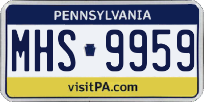 PA license plate MHS9959