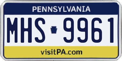 PA license plate MHS9961