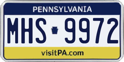 PA license plate MHS9972