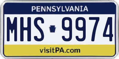 PA license plate MHS9974
