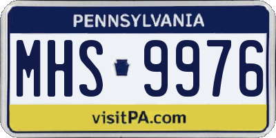 PA license plate MHS9976