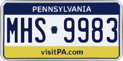 PA license plate MHS9983