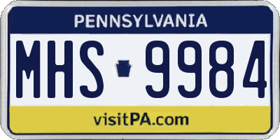 PA license plate MHS9984