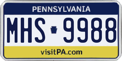 PA license plate MHS9988