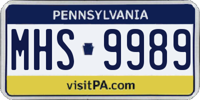 PA license plate MHS9989
