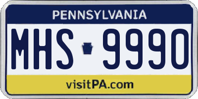 PA license plate MHS9990