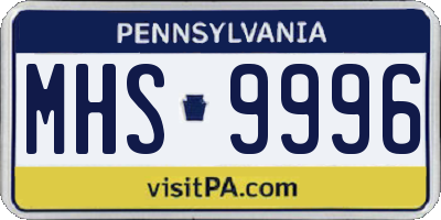 PA license plate MHS9996