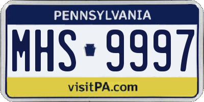 PA license plate MHS9997