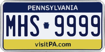 PA license plate MHS9999