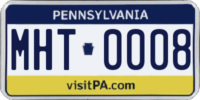 PA license plate MHT0008
