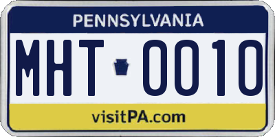 PA license plate MHT0010