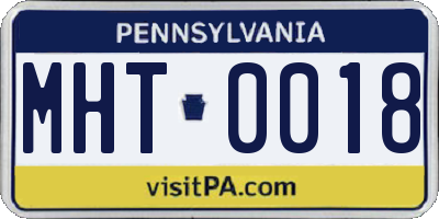PA license plate MHT0018