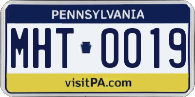PA license plate MHT0019