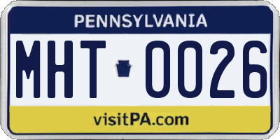PA license plate MHT0026