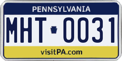 PA license plate MHT0031