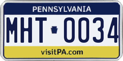 PA license plate MHT0034