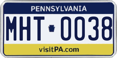 PA license plate MHT0038