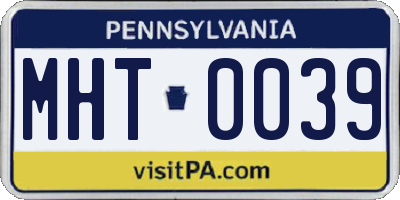 PA license plate MHT0039