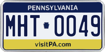 PA license plate MHT0049