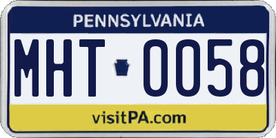 PA license plate MHT0058