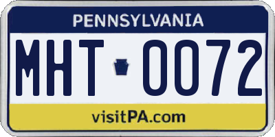 PA license plate MHT0072