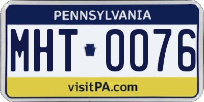 PA license plate MHT0076