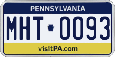 PA license plate MHT0093