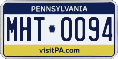 PA license plate MHT0094