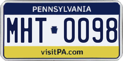 PA license plate MHT0098