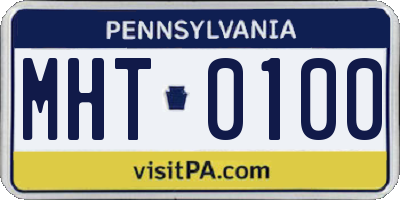 PA license plate MHT0100