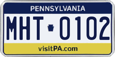 PA license plate MHT0102