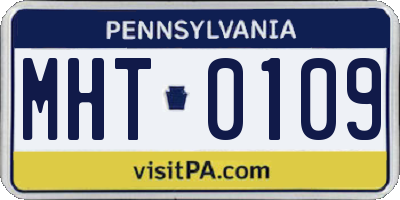 PA license plate MHT0109