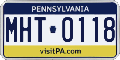PA license plate MHT0118