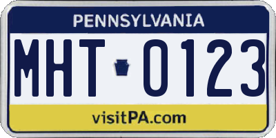 PA license plate MHT0123