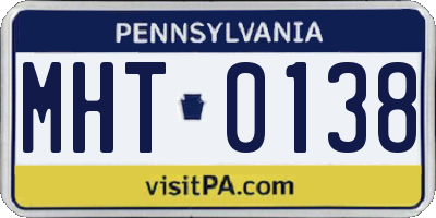 PA license plate MHT0138