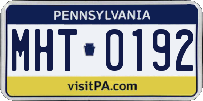 PA license plate MHT0192